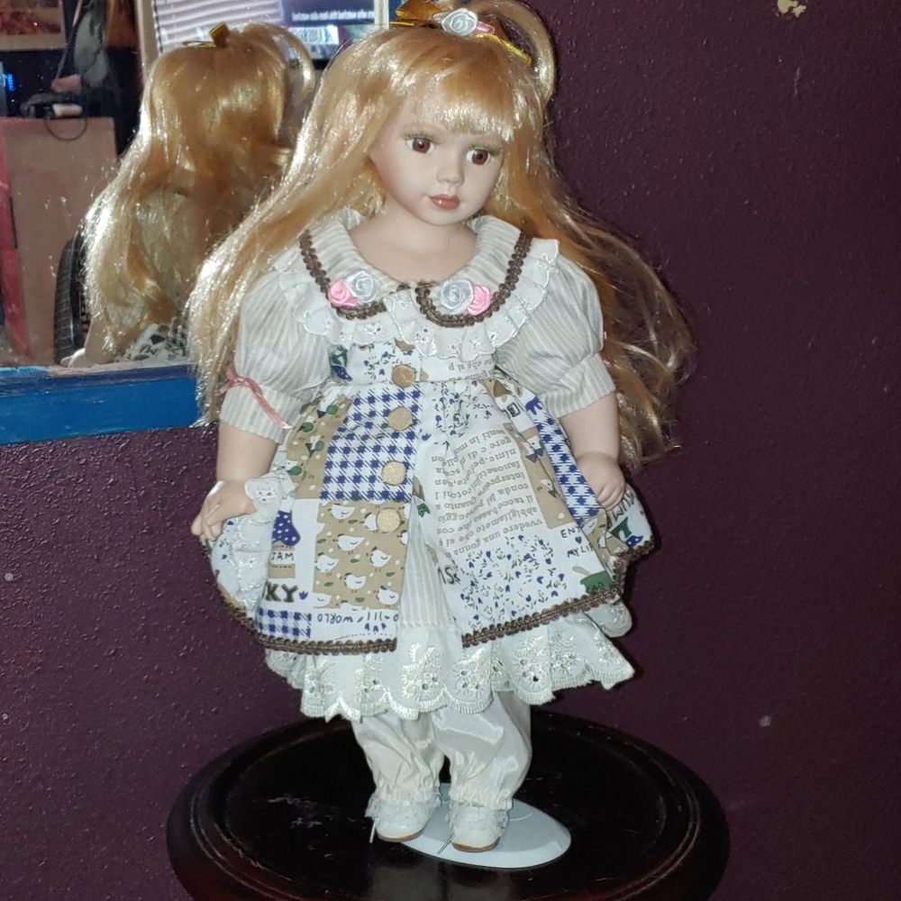 ASHLEY BELLE PORCELAIN DOLL WITH STAND